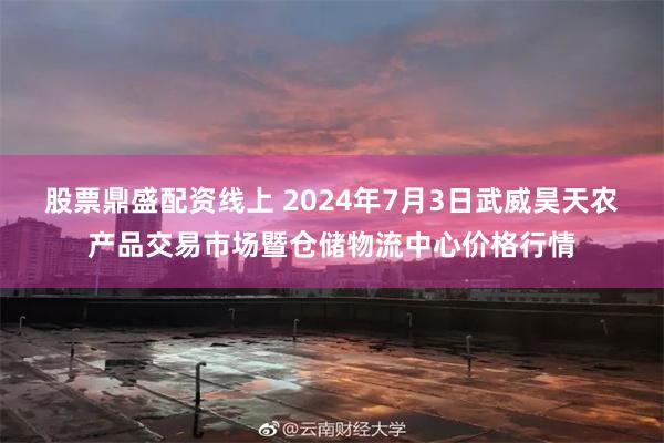 股票鼎盛配资线上 2024年7月3日武威昊天农产品交易市场暨仓储物流中心价格行情