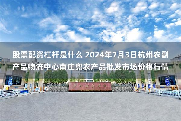 股票配资杠杆是什么 2024年7月3日杭州农副产品物流中心南庄兜农产品批发市场价格行情