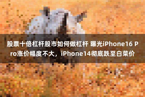 股票十倍杠杆股市如何做杠杆 曝光iPhone16 Pro涨价幅度不大，iPhone14彻底跌至白菜价