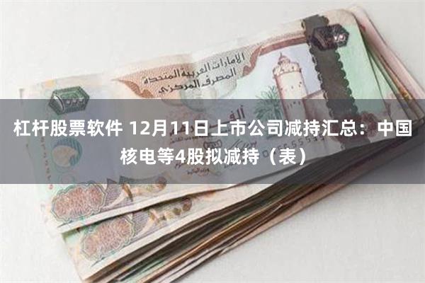 杠杆股票软件 12月11日上市公司减持汇总：中国核电等4股拟减持（表）